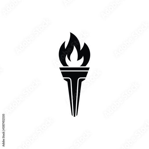 Minimalist Torch Flame Icon Illustration Elements Logo Design Vector