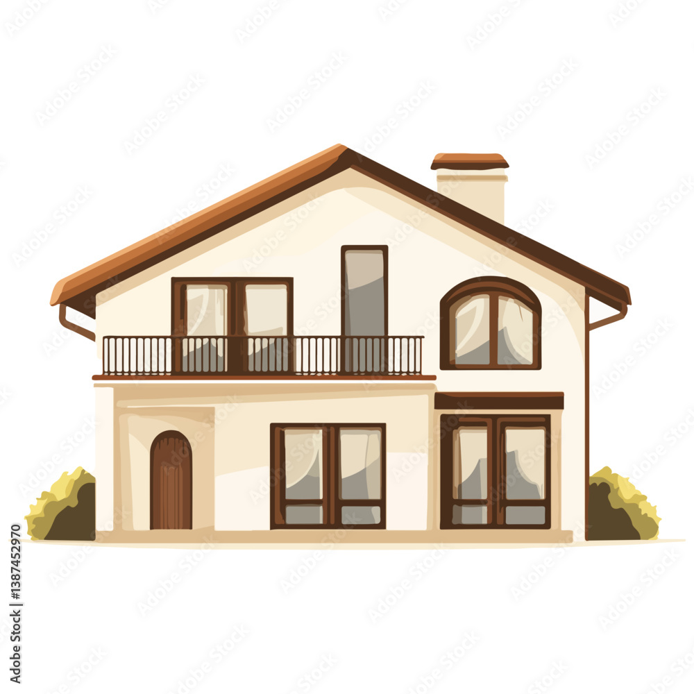Vector illustration of a small Mid-century modern house Vector illustration of a small Mid-century modern house