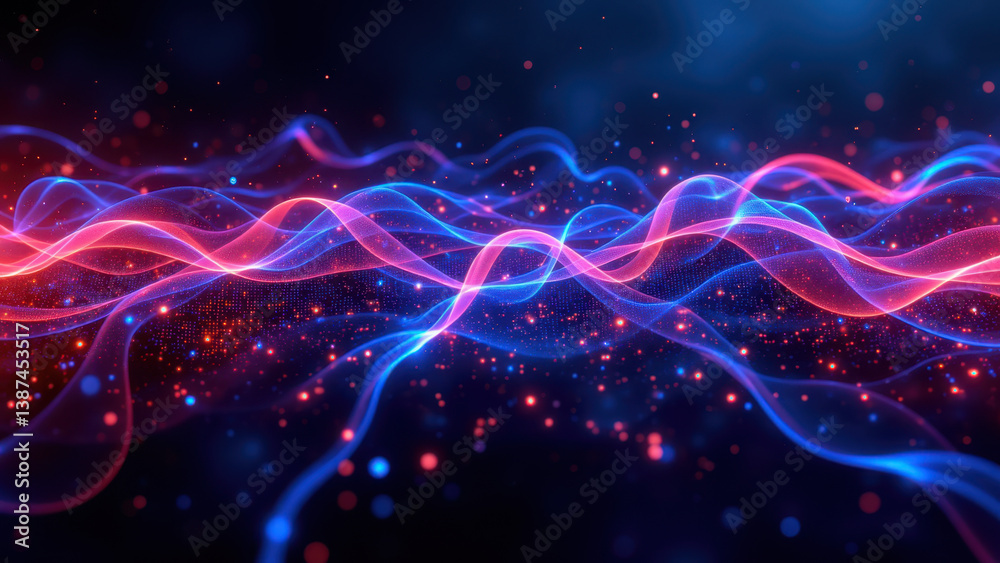 Fototapeta premium Cybersecurity digital art featuring colorful cyber waves.