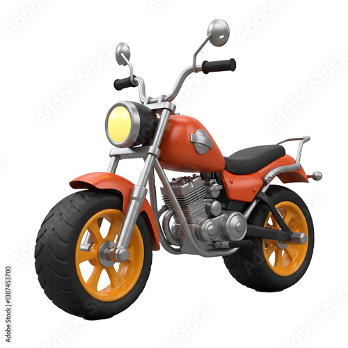 3d Cartoon moto isolated on white background
