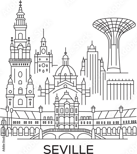Seville City Line Draw Simple Minimalist
