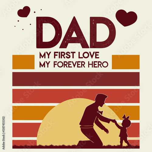 Fathers Day Graphic Design Celebrating Dad And Daughter With Retro Style
