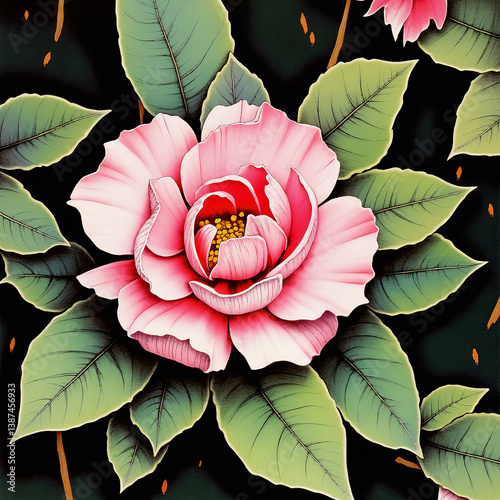 Bright, colorful flowers stand out against a deep black background. A bold and elegant floral design full of energy, contrast, and beauty.