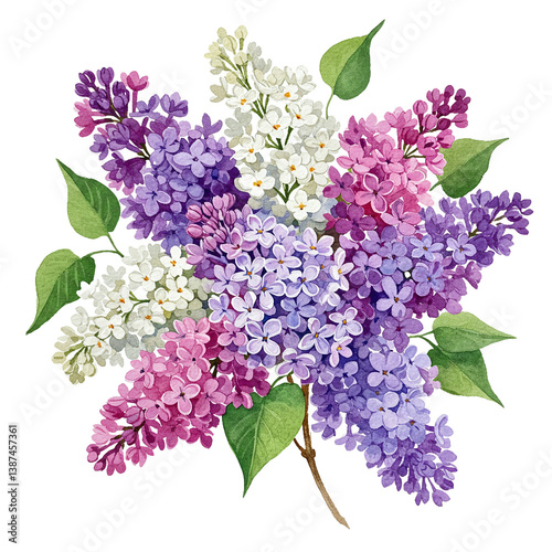 lilac branch isolated on white background
