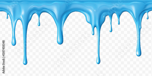 realistic liquid paint dripping down in different colour style isolated on white background