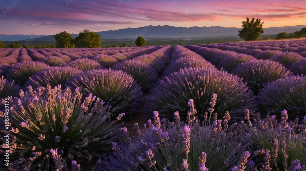 Obraz premium lavender field at sunset