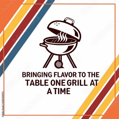 Retro Style Bbq Grill Illustration With Flavorful Summer Vibes And Graphic Design