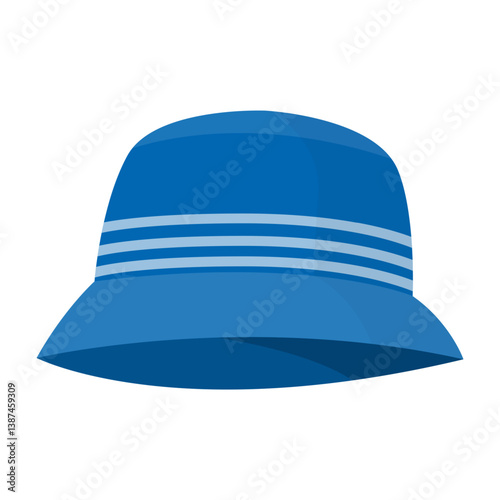 Blue Bucket Hat with Light Blue Stripes Design Vector Illustration Image