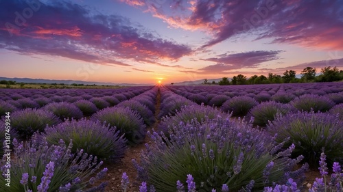 lavender field at sunset