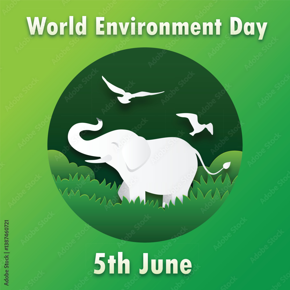 Obraz premium World Environment Day, vector illustration of an abstract nature background, June 5, green day
