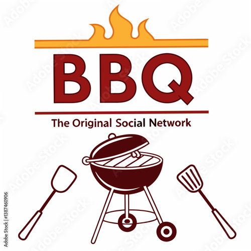 Bbq The Original Social Network Illustration For Grilling And Barbecue Party
