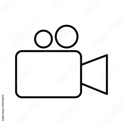 Simple Black Line Art Icon of a Movie Camera vector