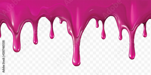 realistic liquid paint dripping down in different colour style isolated on white background