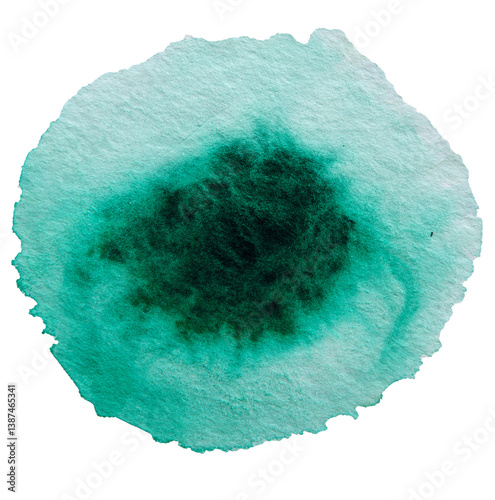 Green watercolor brush stroke texture isolated .