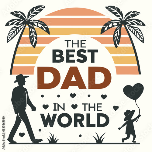 Best Dad In The World Father Daughter Design With Sunset Background