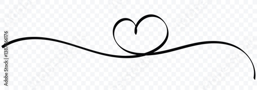 Hand drawn linear love heart design icon. Continuous line drawing of heart with heartbeat. Abstract hearts line art. Pulse trace. One line drawing. Vector illustration.