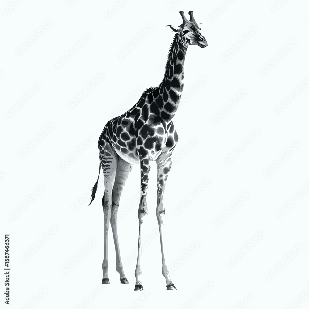 Fototapeta premium black and white giraffe isolated on white