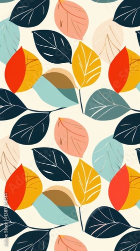 Abstract autumn leaves pattern on light background