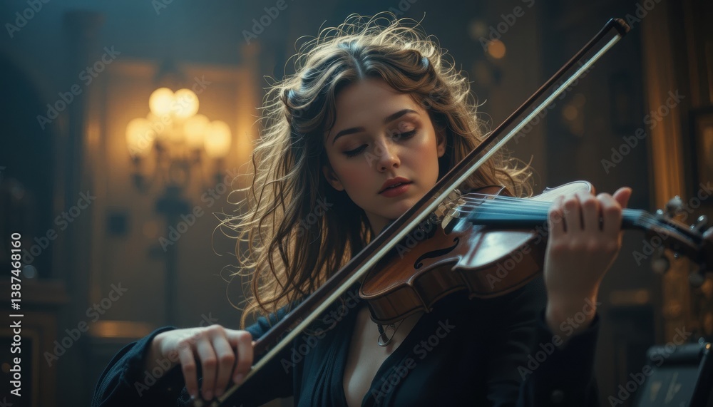 Fototapeta premium Passionate Violinist A Captivating Portrait of Musical Intensity