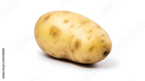 Fresh Yukon Gold Potato Isolated on a White Background, CloseUp Food Photography
