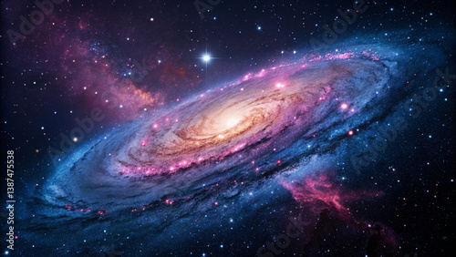 Neon-hued planet with detailed rings and galaxy dust clouds, ideal for sci-fi or educational visuals.