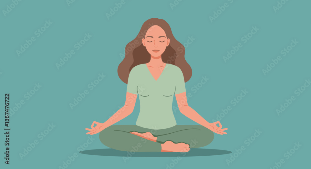Woman meditating in a peaceful, calming environment Woman meditating in a peaceful, calming environment