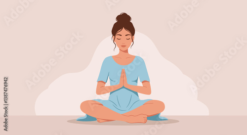 Pregnant woman meditating in a serene indoor space  