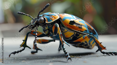 3D model of a multi-colored whirligig beetle