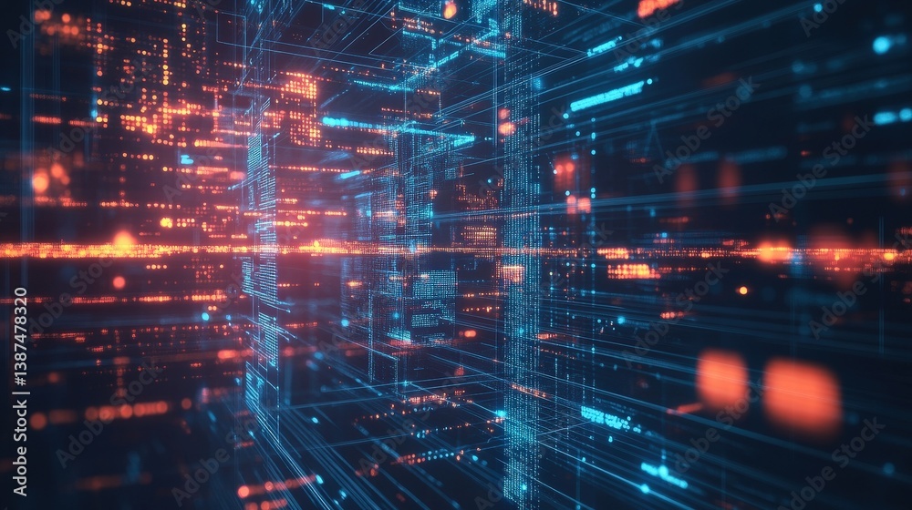 A futuristic big data concept featuring floating graphs, data clusters, and AI-driven analytics A futuristic big data concept featuring floating graphs, data clusters, and AI-driven analytics