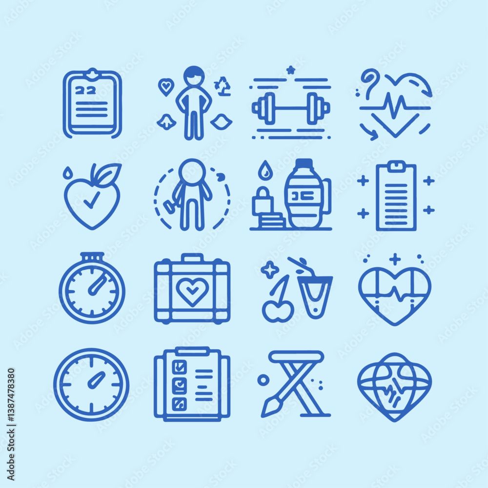 Set of social network and business icons in a modern design Set of social network and business icons in a modern design