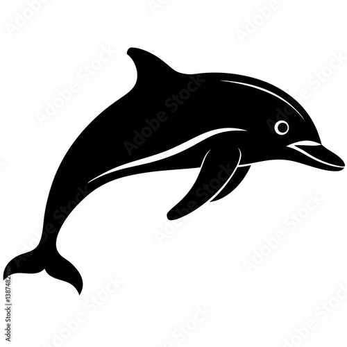 Wallpaper Mural Playful Dolphin Vector Silhouette, Friendly Mammal Animal Logo, Swimming Dolphin Icon, Elegant Sea Creature Design, Nature-Inspired, Fun and Friendly Marine Life, Aquatic Wildlife, Ocean Symbol Torontodigital.ca