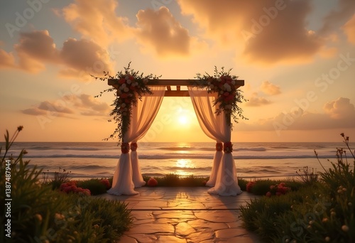 Stunning Wedding Altar Ideas for a Romantic Beach Sunset Ceremony