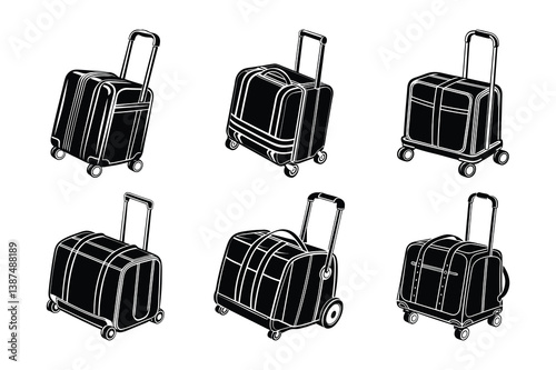 Suitcases set of isolated on white background 