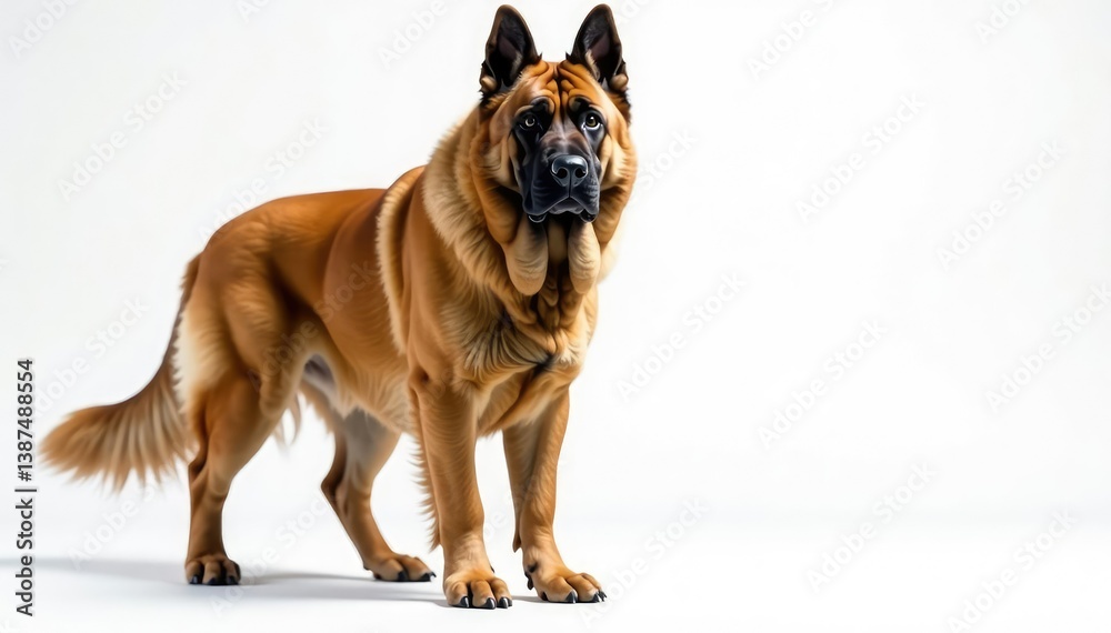 Obraz premium Majestic mastiff, powerful stance, white background, muscular, breed