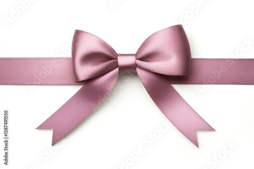 Elegant mauve ribbon bow on white background (3)