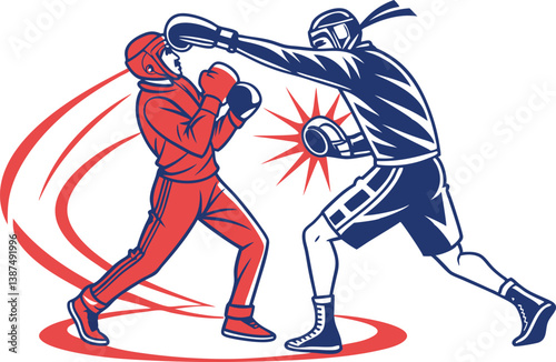 Two Boxing Players Fighting Premium Vector Design Art, Icons, and Graphics 