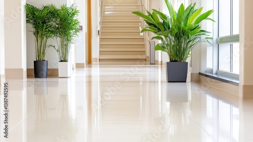 Modern hall with plants