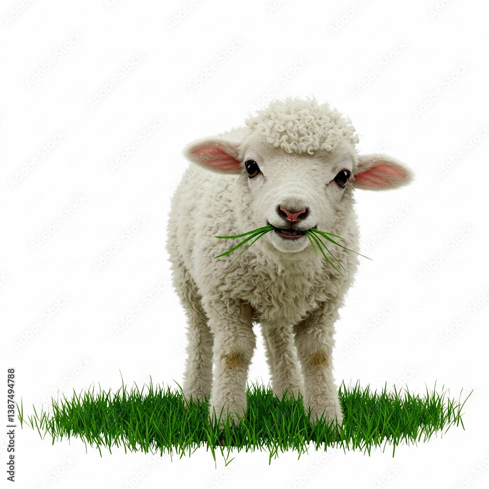 sheep with green grass