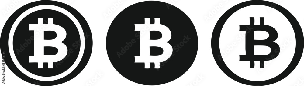 Fototapeta premium Black And White Bitcoin Icons