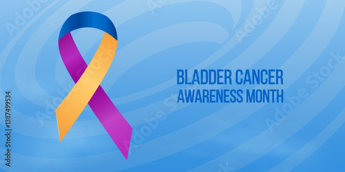 Bladder cancer awareness month concept. Banner template with ribbon. Vector illustration.