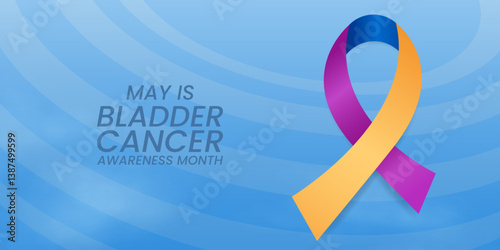 Bladder cancer awareness month concept. Banner template with ribbon. Vector illustration.