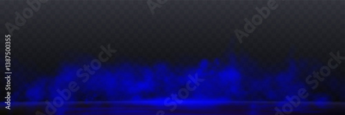 Realistic light blue smoke or haze, overlay effect on a transparent background. Hot fire and flame, magic fog, vapor on floor. Abstract vector illustration