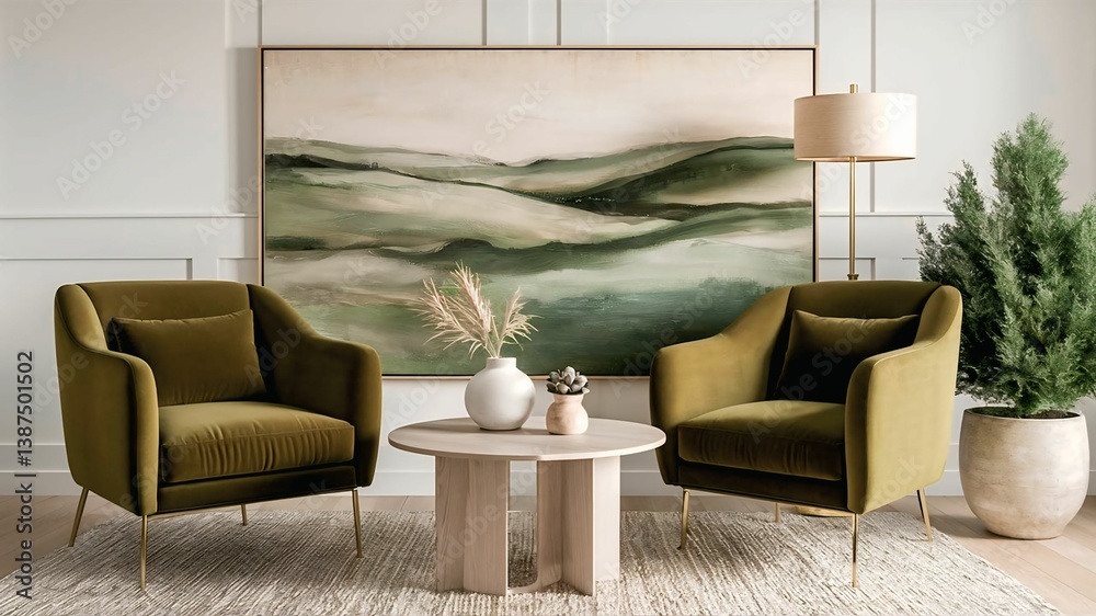 Rustic Wooden Coffee Table in Elegant Living Room