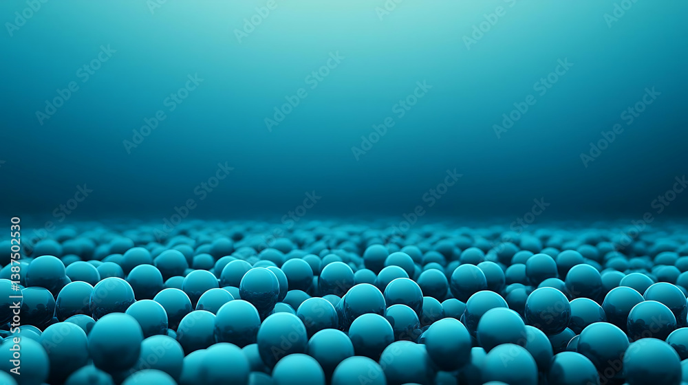 Fototapeta premium Molecular illustration of carbon cycle in serene blue environment