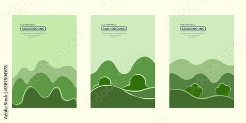 Sustainable background, save environment. Green energy planet illustration shows windmills, solar panels, and building symbols representing sustainable development in ecology concept. 