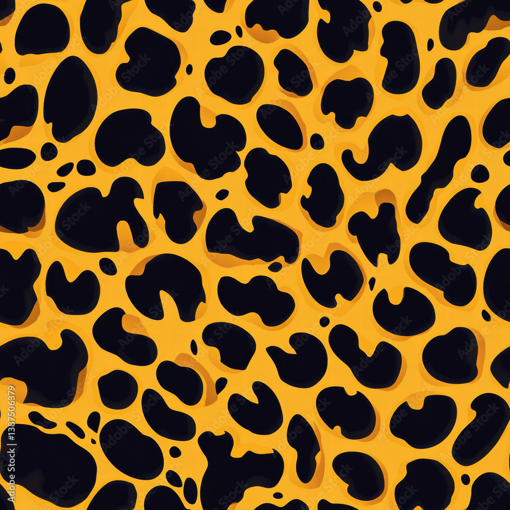 Seamless Leopard Print Pattern with Bold Black Spots on Vibrant Yellow Background – Animal Skin Style Design Seamless Leopard Print Pattern with Bold Black Spots on Vibrant Yellow Background – Animal Skin Style Design