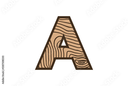 Wood Textured Letter A Illustration