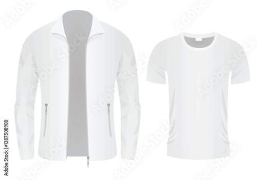 Male  white jacket. vector illustration and t shirt