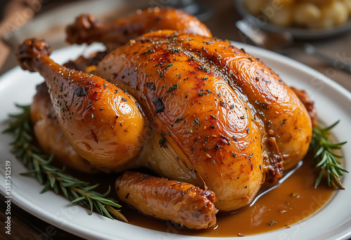 A delicious roasted poultry meal featuring chicken