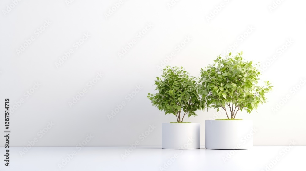 Fototapeta premium Minimalist indoor plants on white